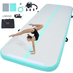 VEVOR Gymnastik-Luftmatte Aufblasbare Gymnastik-Tumbling-Matte, Tumbling-Bahn mit Elektrischer Pumpe, 300 x 101 x 10 cm Trainingsmatten für den Heimgebrauch/Fitnessstudio/Yoga/Cheerleading Grün