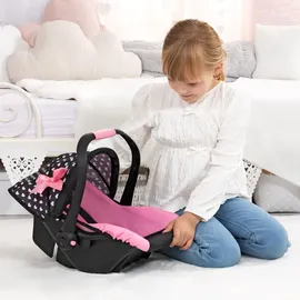 Bayer Design 67960AA Puppenautositz EasyGo, Puppensitz, Puppenzubehör, mit Dach, verstellbarem Griff, Rosa, Schwarz, Herzen