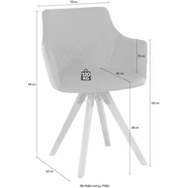 Home Affaire Armlehnstuhl »LISABON«, (Set), 2 St., Echtleder, mit Drehfunktion, Bezug aus Leder, Gestell aus Eiche Massivholz geölt