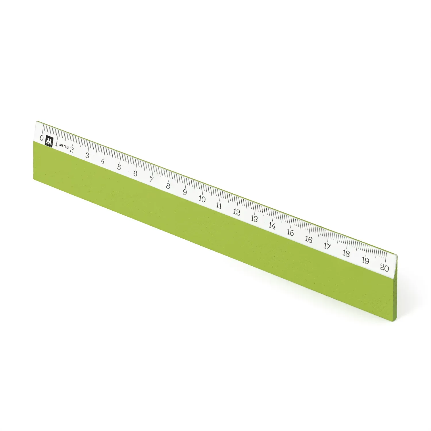 Metrie | Scholar-W20FG Holzlineal hellgrün mit weißem Streifen unter der Skala | 20 cm