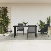 VidaXL 5-tlg. Garten-Essgruppe Schwarz Stahl und Textilene