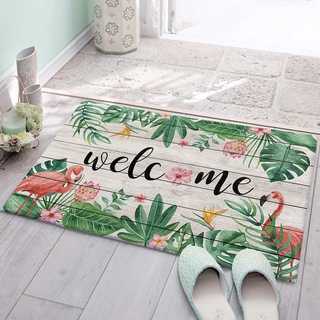 Fußabtreter Willkommener Tropischer Flamingo des Sommers 40X60Cm Eingangsteppich Lustige Fussmatte Wasserabsorbierend Badteppich Für Außen Eingang Haustür