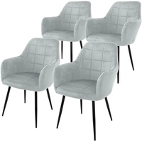 4er Esszimmerstühle Wohnzimmerstühle Stuhl aus Samt Küchenstuhl Set Grau