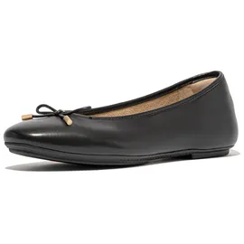 FitFlop Delicato Bow Soft Leather Ballet Flats, schwarz, 38 EU