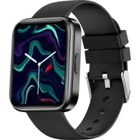 Smartwatch mit Sprachsteuerung, Fitnessuhr für Frauen, Kalorien-/Schrittzähler, Blutdruck-/Herzfrequenzmesser, Schwarz - Schwarz