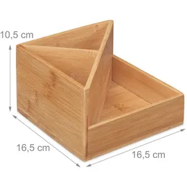 Relaxdays Stiftehalter Bambus Natur 3 Fächer 10,5 x 16,5 x 16,5 cm