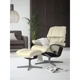 Stressless Stressless® »Reno«, (Set, Relaxsessel mit Hocker), mit Hocker, mit Cross Base, Größe S, M & L, Holzakzent Braun beige