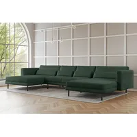 Fun Möbel Wohnlandschaft U-Form Sofa AGADA in Stoff Poso Grün