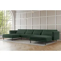 Fun Möbel Wohnlandschaft U-Form Sofa AGADA in Stoff Poso Grün