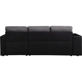 Habitat et Jardin Ecksofa reversibel mit Schlaffunktion Axel - 3-Sitzer - Schwarz / Schwarz/Grau
