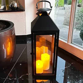 Mojawo Laterne Glas, Metall 54x18x18 cm Lieferumfang: 1 Stück Schwarz