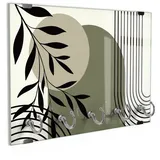 DEQORI Schlüsselbrett 'Blätter und Bögen', (1 St), Schlüsselhalter Schlüssel Haken Schlüsselboard modern Schlüsselleiste beige|grün