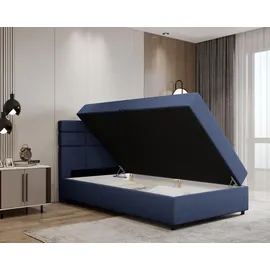 panda möbel Boxspringbett 120x200, mit Bettkasten, Dunkelblau, Matratze und Topper, Einzelbett, REVE, Panda Möbel - Blau