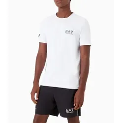 EA7 für Herren. 8NPT22_PJEMZ Tennis Ventus7 weißes T-shirt (S), Sportlich, Tennis/Padel, Multisport, Polyamid, Kurzarm