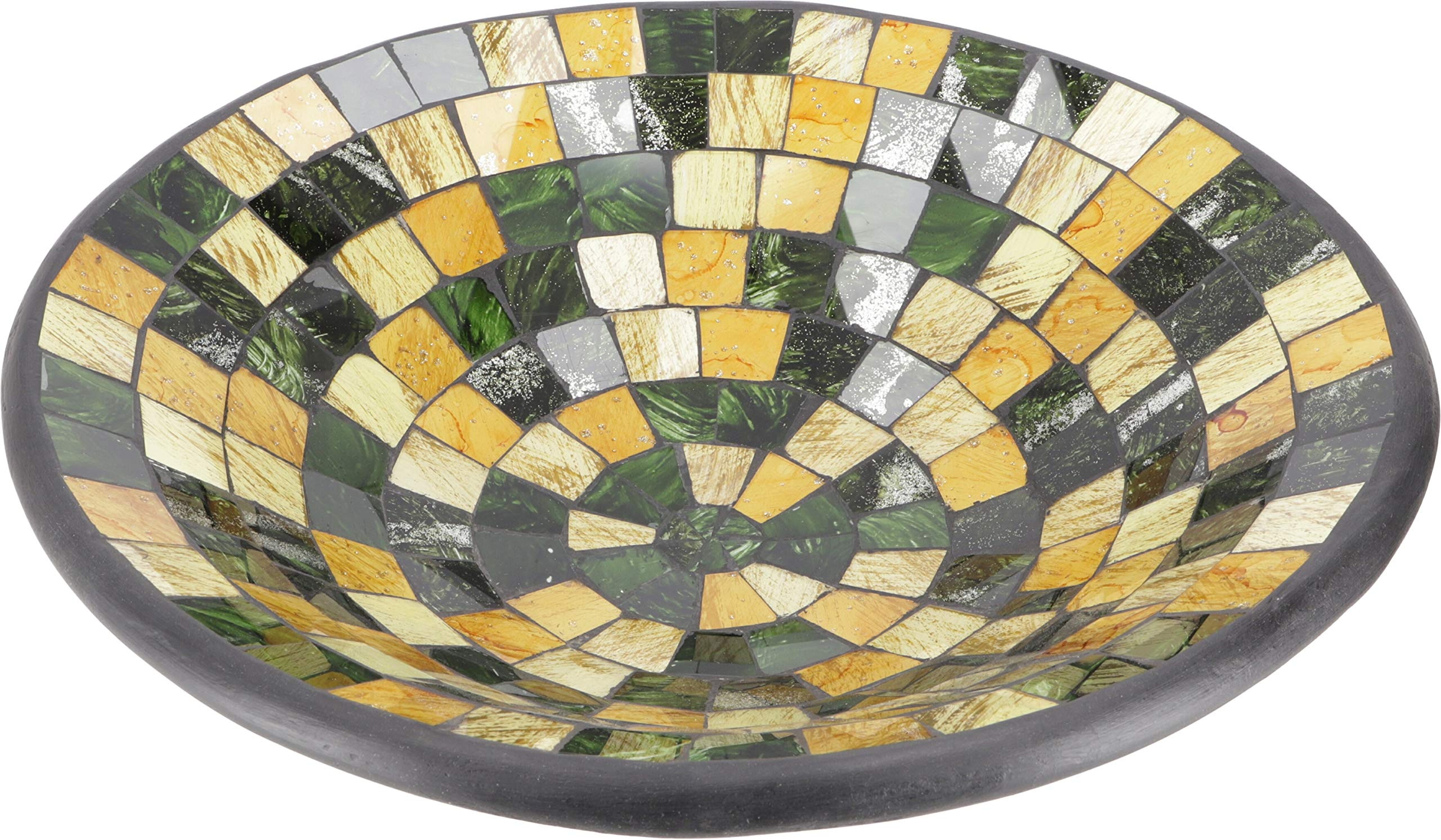 GURU SHOP Runde Mosaikschale, Untersetzer, Dekoschale, Handgearbeitete Keramik & Glas Obst Schale - Design 23, Mehrfarbig, Größe: Klein (Ø 29 Cm), Wohnaccessoires in Frischen Farben