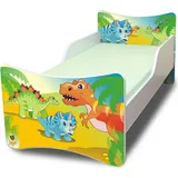 4myBaby GmbH Best for Kids Kinderbett 70x140 cm mit Matratze und Rausfallschutz Dinosaurier