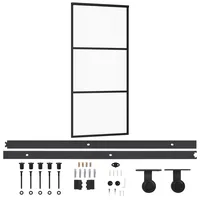vidaXL Schiebetür rechts 90 x 205 cm grau/schwarz