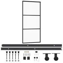 vidaXL Schiebetür rechts 90 x 205 cm grau/schwarz
