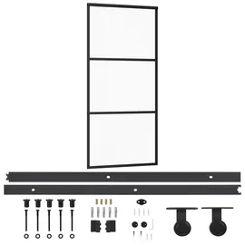 vidaXL Schiebetür rechts 90 x 205 cm grau/schwarz