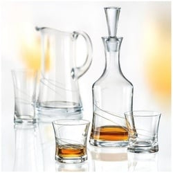 Crystalex Gläser-Set Grace geschliffen 7 teilig Set Kristallglas 6 x Gläser + eine Karaffe mit Glasstopfen, Bleikristall, poliertem Schliff