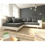 DeLife Ecksofa Clovis Weiss Schwarz Armlehne Ottomane Links Modulsofa - Schwarz