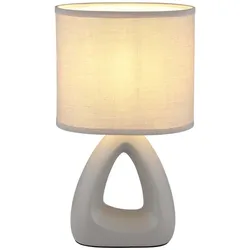 Tischleuchte Keramik Tischlampe Nachttischleuchte Textilschirm grau 1 flammig, 1x E14 Fassung, LxBxH 17x10x30 cm