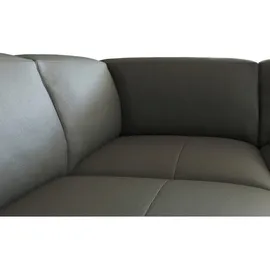 Livetastic Ecksofa Leder 3-Sitzer Dunkelgrau