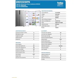 Beko GNO5323XPN Side-by-Side (532 l, 1770 mm hoch, Edelstahl)