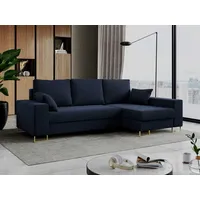 Ecksofa, Bettsofa, L-Form Couch mit Bettkasten - DORIAN-L - Dunkelblau - Dunkelblau