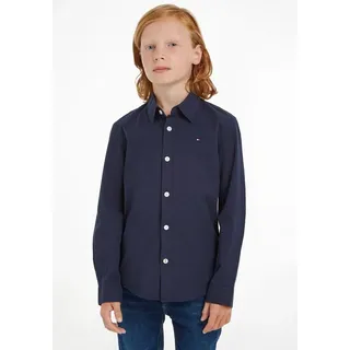 Tommy Hilfiger SOLID STRETCH POPLIN SHIRT L/S Freizeithemden Jungen, Blau (Twilight Navy), 16 jahre - 16 Jahre