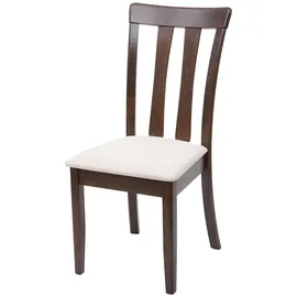 Mendler 2er-Set Esszimmerstuhl HWC-G46, Küchenstuhl Stuhl, Stoff/Textil Massiv-Holz dunkles Gestell, beige