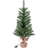 ic winterworld Künstlicher Weihnachtsbaum »LED-Tannenbaum, künstlicher Christbaum«, Nordmanntanne, Weihnachtsdeko mit Jutebeutel um den Betonfuß, Batteriebetrieb