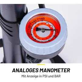 Dunlop Fahrradpumpe mit Manometer - Luftpumpe für alle Ventile - 11 Bar/160PSI - schwarz