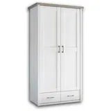 Begabino Drehtürenschrank LUCA in 2 Breiten weiß / Trüffel - 106 x 201 x 55 cm (B/H/T)