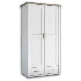 Begabino Drehtürenschrank LUCA in 2 Breiten weiß / Trüffel - 106 x 201 x 55 cm (B/H/T)