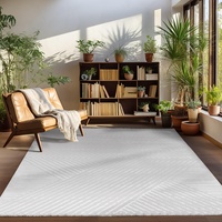 Carpettex Kurzflor Teppich Wohnzimmer Grau Teppich Skandinavisch Stil Teppich 3D Effekt Groß 280 x 370 cm (300x400) - Waschbarer Teppich Schlafzimmer Küchenteppich Boho Design Weich und Flauschig