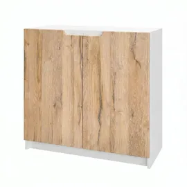 Vladon Logan 82 x 78 x 37 cm Weiß matt / Eiche Natur