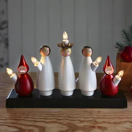 Star Trading Luciakör Dekoleuchte Holz rot/weiß