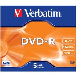 Verbatim DVD-Rohling DVD-R 4.7GB 16x 5er-Pack JC DVD-Rohlinge