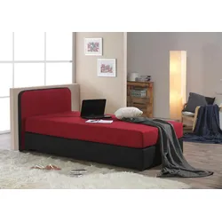 Boxspringbett MAINTAL, rot (rot, schwarz), B:108cm L:208cm, Komplettbetten, Boxspringbett