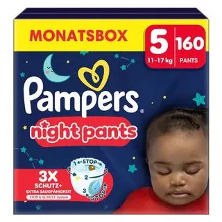 Pampers Windeln Monatsbox baby-dryTM night pants Größe 5 (12-17 kg) für Babys und Kleinkinder, 160 Stück