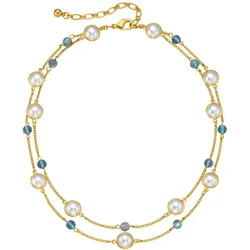 Collier LADY, blau, Halsketten, Damen, Metall