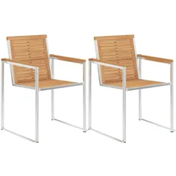vidaXL Gartenstühle 2 Stk. Massivholz Teak und Edelstahl