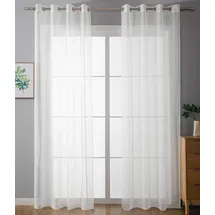 Gardinenbox 2er Set Ösenvorhänge Transparent »Uni« Gardine HxB 225x140 cm Weiß Stores Vorhang Ösen Bleibandabschluß Wohnzimmer, 20332-cn2