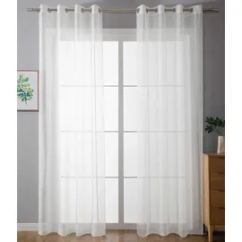 Gardinenbox 2er Set Ösenvorhänge Transparent »Uni« Gardine HxB 225x140 cm Weiß Stores Vorhang Ösen Bleibandabschluß Wohnzimmer, 20332-cn2