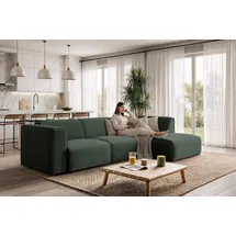 OTTO home Ecksofa Merid jederzeit durch Module erweiterbar L-Form, 295x70x162 cm Samtoptik Ottomane rechts grün/dunkelgrün