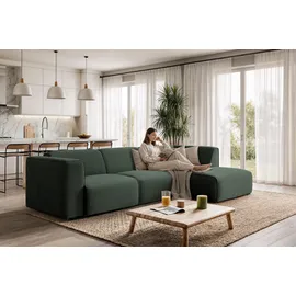 OTTO home Ecksofa Merid jederzeit durch Module erweiterbar L-Form, 295x70x162 cm Samtoptik Ottomane rechts grün/dunkelgrün