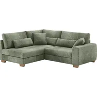 Ecksofa HOME AFFAIRE "L-Form" Sofas Gr. B/H/T: 227cm x 68cm x 190cm, Velours, Ottomane links, mit Bettfunktion, grün Mit Federkern, wahlweise mit Bett und Taschenfederkern