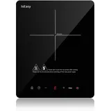 IsEasy Induktionskochfeld 1 Platte 2100w, 28cm Kochplatte, 9 Heizstufen, 8-stunden-timer, Touch-steuerung, Booster-funktion, Schwarz,