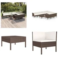 vidaXL 11 tlg. Garten Lounge Set mit Auflagen Poly Rattan Braun - Garten-Sofagarnitur - Garten-Sofagarnituren - Gartensofa-Set - Gartensofa-Sets - Braun